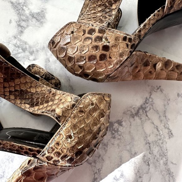 Roger Vivier Brown Snakeskin Buckle Heels - Picture 12 of 15